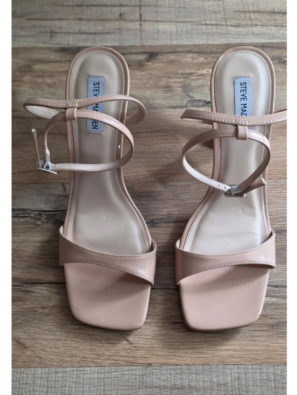 Steve Madden Nude Blush Strappy Square-Toe Heels